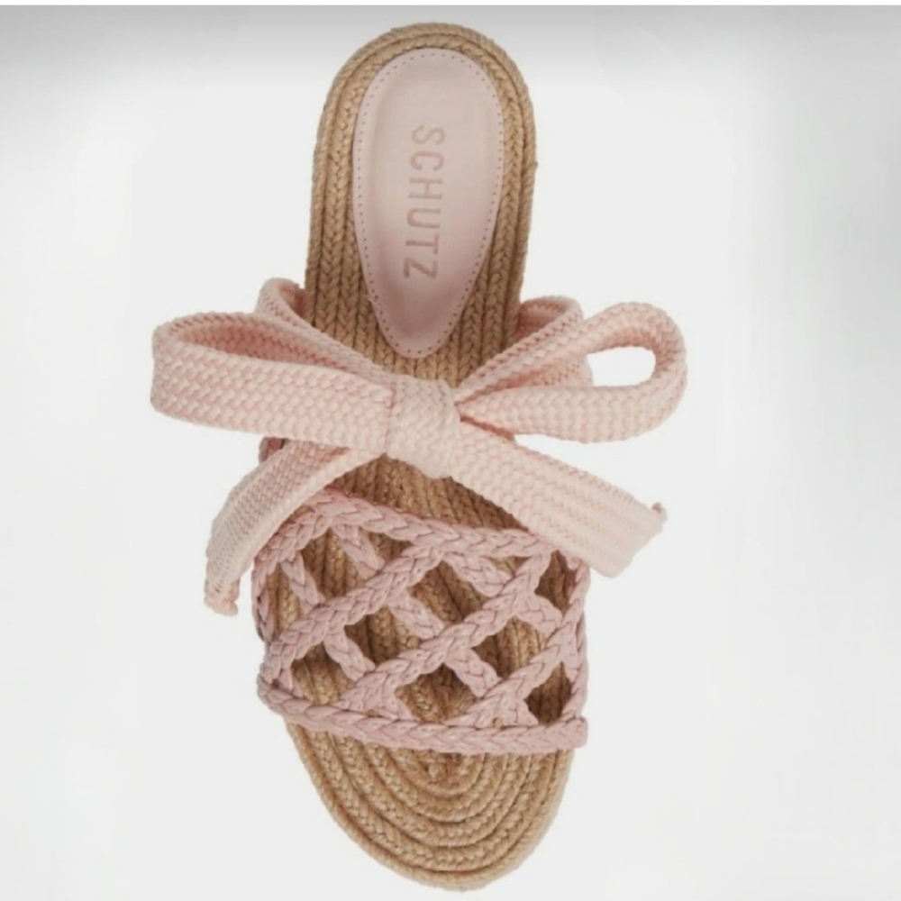 New Schultz Byana Wrap Around Ankle Espadrille Platform Sandals Sz 7 Rose Pink